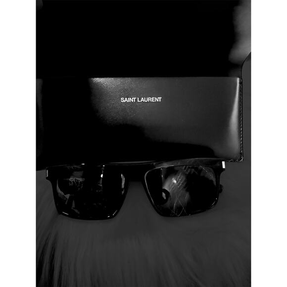 Authentic Saint Laurent Black Acetate Sunglasses | Bold Square Look - Picture 1 of 5